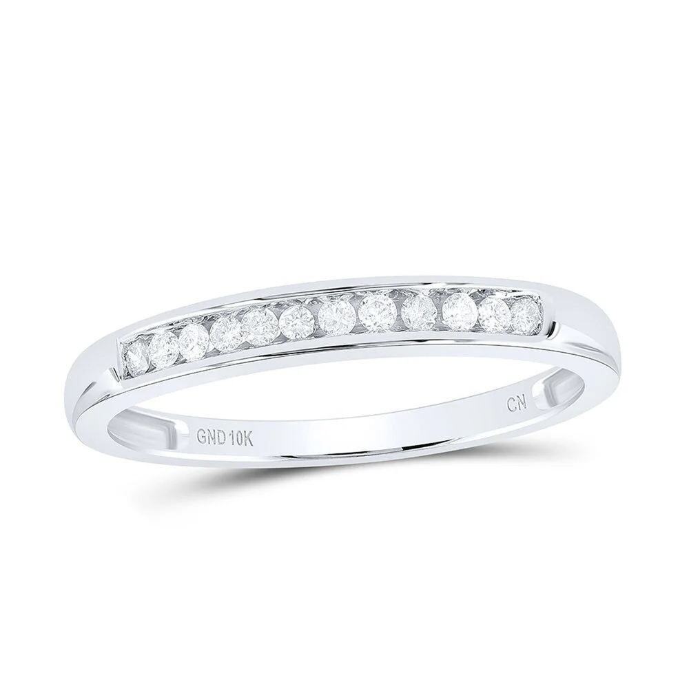10kt White Gold 1/8Ct Diamond Wedding Band Size 7
